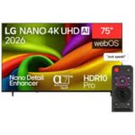 إل جي شاشة 75 بوصة نانو AI NU85 4K سمارت بماجيك ريموت 75 NU850B6LA